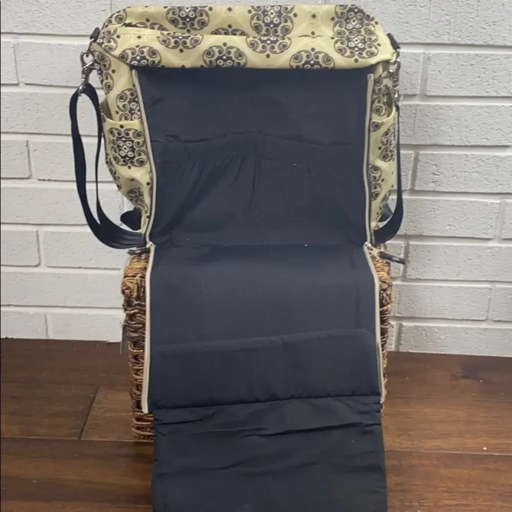 Petunia Pickle Bottom Tan & Black  Print Front Flap Diaper Bag